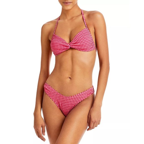 L*SPACE Twister Gingham Printed Halter Bikini Top - NWT - Size XS - Picture 1 of 3